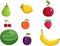 Set of Flat Style Vector Fruits Illustrations