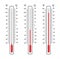 Set of flat thermometers at different levels, vector