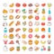 Set of flat thin line food icons. Vector elements.