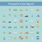 Set of flat transportation vehicles icons