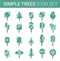 Set of flat tree icon. Vector illustration