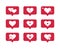 Set of flat vector icons of hearts