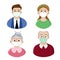 Set of flat vector icons people wearing medical masks.