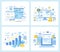 Set of flat vector illustrations for Business Statistics, Data Reporting, Investment, Financial Success. Tax payment, calculation