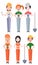 Set of flat vector illustrations women workers and builder.