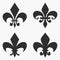 Set of Fleur de lis symbol. French heraldic lily. Vector.