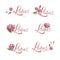 Set of floral bouquets with pink lotus.Logo, template,brand