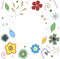Set of floral doodle simple fantasy elements in color