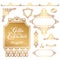 set of floral golden eastern decor frame elements, paisley pattern collection