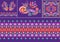 Set of floral pattern in indian kalamkari oriental ethnic style, paisley design bandanna