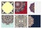 Set of floral round pattern in indian kalamkari oriental ethnic style