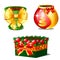 A set of flower pots isolated on a white background. Idea of handmade gift. Sketch of Christmas festive poster, party