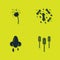 Set Flower producing pollen, Wheat, Runny nose and Bacteria icon. Vector