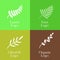 Set of flower style elements for labels and badges for organic food, on the nature background