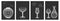 Set of flutes, glasses and vases of wire frame figures. Black and white linear retro design elements. 3D. Y2k . Vector