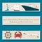 Set of Flyer Templates with Ships, Crab, Wheel and Bottle with M