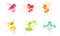 Set Of Flying Fairies Of Many Colors And Poses Vector Illustration Cartoon Character
