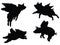 Set of Flying Pigs silhouette vector art