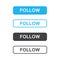 Set of follow button icon in a flat design