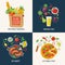 Set of food designs with cooking infographic.