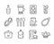 Set of Food and drink icons, such as Boiling pan, Cooler bottle, Pumpkin seed. Vector