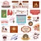 Set of food and drink labels, icons for restaurant and cafe