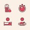 Set Food time, Waste of, Stopwatch and Time sleep icon. Vector