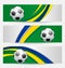 Set football cards in Brazil flag colors