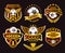 Set of Football Logo Design Templates, Soccer Vintage Golden Badge