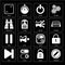 Set of Forbidden, Locked, Next, Switch, Pause, Speaker, Binoculars, Frame icons