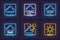 Set of forecast weather neon icons