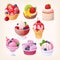 Set of forest fruit desserts vector images