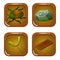 Set of Forest Icons with Beetle, Wood, Stone and Leaf