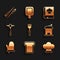 Set Fork, Bread toast, Chef hat, Manual coffee grinder, Oven glove, Wine corkscrew, Cookbook and Food chopsticks icon
