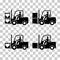 Set of Forklift transport icon, industry vehicle machine symbol, fork truck warehouse vector illustration