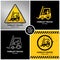 Set of forklift truck warning symbols