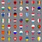 Set of forty nine geolocation icons. Flags of all European countries in the form of geolocation icons. Geotag icons for your web