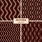 Set of four abstract seamless geometric patterns of beige vertical wavy lines, smooth bends on brown background