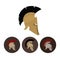 Set of four antique helmets, vector illustration