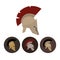 Set of four antique helmets, vector illustration