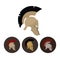 Set of four antique helmets, vector illustration