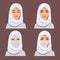 Set four Arab girls in different traditional headdresses. . Vector.