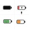 Set of four battery icons black red orange green
