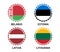 Set of four Belarussian, Estonian, Latvian and Lithuanian stickers. Made in Belarus, Made in Estonia, Made in Latvia