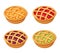 Set of four berry crumble pies. Vector illustration.