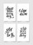 Set of four black and white handwritten lettering positive quote