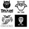 A set of four black and white logo owl