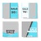 Set of four Blue square banner template design with blank space for your image. Sale banner template for social media promotion,