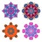 Set of four bright mandalas