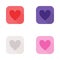 A set of four buttons stickers with a picture of the heart.